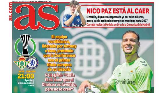 "Nico Paz está al caer", en la portada del diario AS