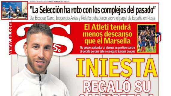 PORTADA - As: "Iniesta regaló su camiseta a Ramos"