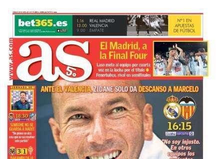 PORTADA - As: "Ante el Valencia, Zidane solo dará descanso a Marcelo"