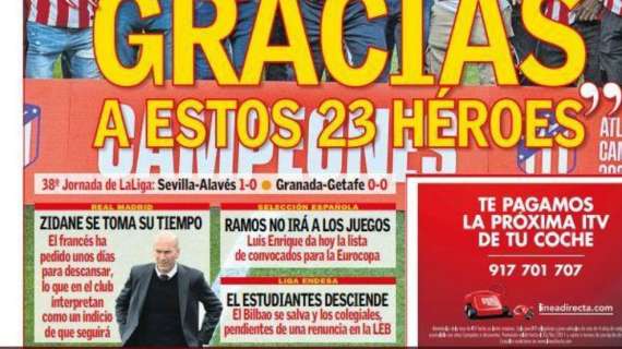 PORTADA | AS: "Zidane se toma su tiempo"