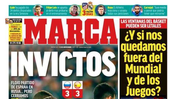 PORTADA - Marca destaca la buena racha española: "Invictos"