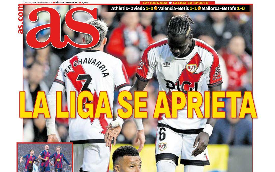 "La Liga se aprieta" en primera plana de AS