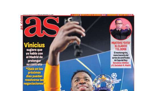 AS destaca en portada la renovación de Vinicius con el Real Madrid