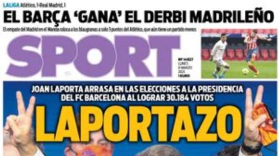 PORTADA - Sport: "El 'Barça' gana el derbi madrileño"