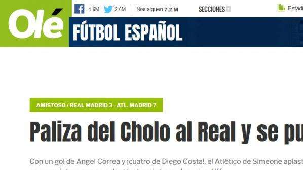 La reacción de la prensa internacional tras la goleada del Atlético al Real Madrid