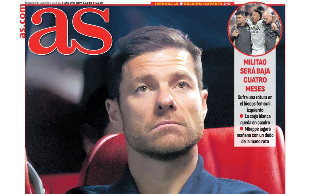 El AS saca en primera plana la "situación límite" de Xabi Alonso