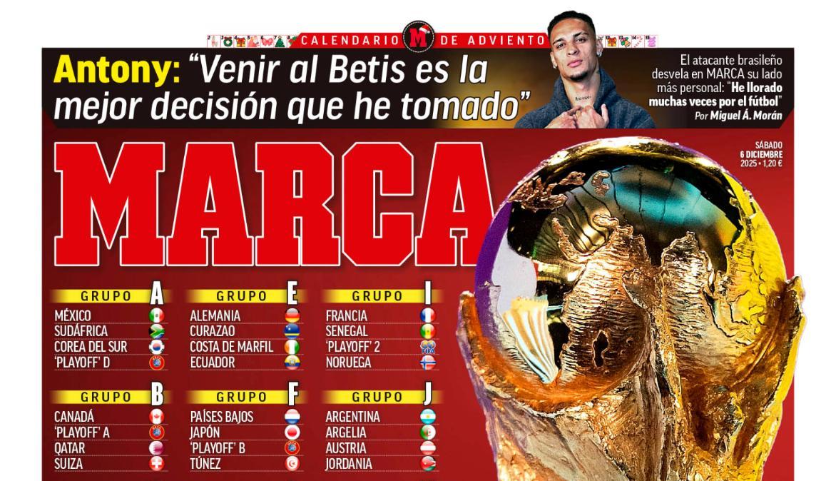 Marca saca en primera plana el grupo de España en el Mundial