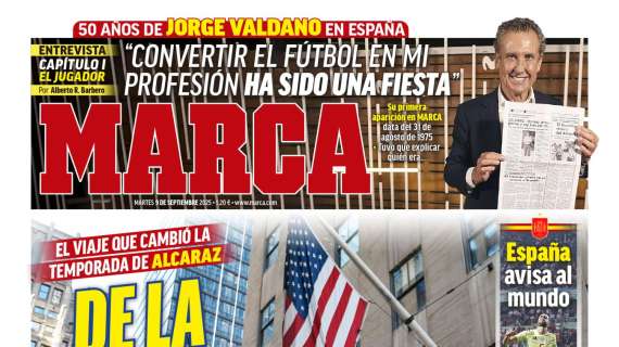 Jorge Valdano, protagonista en la portada de hoy del diario Marca