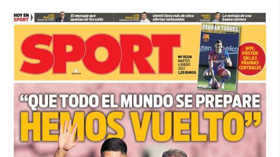 PORTADA | Sport, Laporta: "Que todo el mundo se prepare, hemos vuelto"