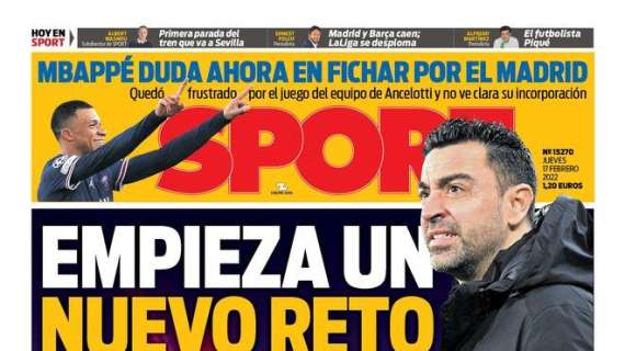 PORTADA | Sport: "Mbappé duda ahora en fichar por el Madrid"