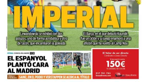 PORTADA | Sport: "El Espanyol plantó cara al Madrid"