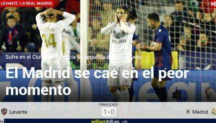 Marca: "El Madrid se cae en el peor momento"