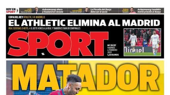 PORTADA | Sport: "El Athletic elimina al Madrid"