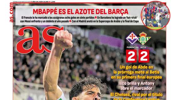 El diario AS destaca en su portada la racha de Mbappé contra el Barcelona