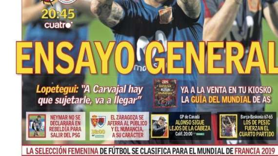 PORTADA - As avisa del 'Ensayo general' de la Selección y de las intenciones de Neymar