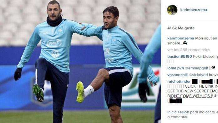 Benzema apoya a Nabil Fekir tras su lesión