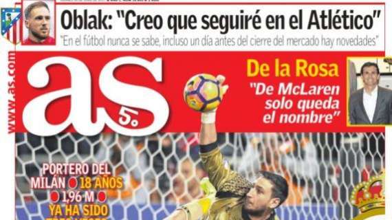 PORTADA - As: "Donnarumma se acerca al Madrid"