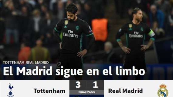 As - El Tottenham noquea a los blancos: "El Madrid sigue en el limbo"