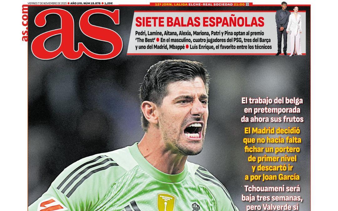 AS abre en primera plana con la apuesta del Real Madrid por Courtois