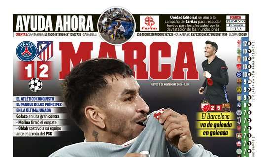 Marca abre su portada con el PSG 1-2 Atlético de Madrid 