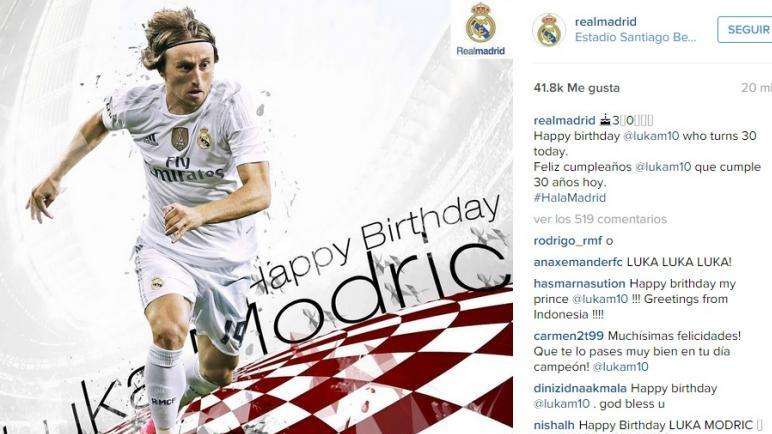 El Real Madrid felicita a Luka Modric