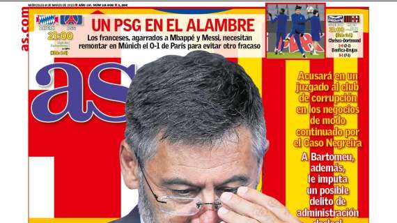 PORTADA | AS: "La fiscalía denuncia al Barça"