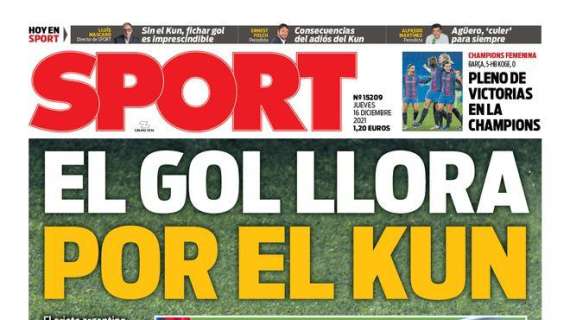 PORTADA | Sport: "El gol llora por el Kun"