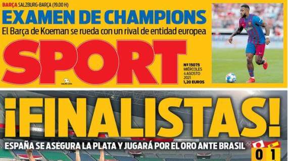 PORTADA | Sport: "España se asegura la plata y luchará por el oro ante Brasil"