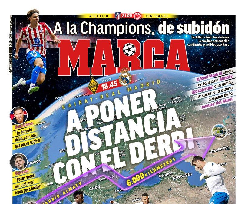 Marca abre con el Kairat - Real Madrid: "A poner distancia con el derbi"