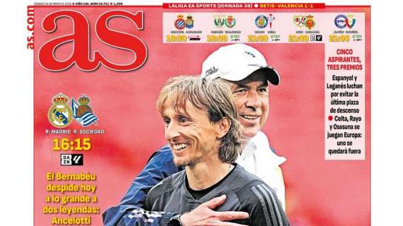 "Gracias por tanto" en la primera plana del AS con la despedida a Ancelotti y a Modric