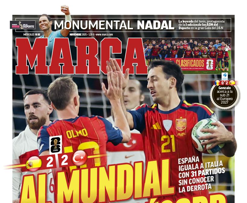 Marca saca en primera plana la clasificación de España al Mundial