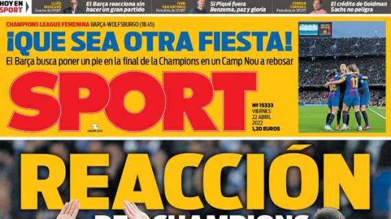 PORTADA | Sport: "Reacción de Champions"