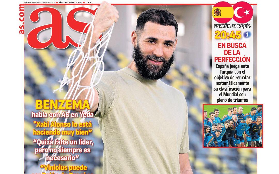La entrevista exclusiva a Benzema protagoniza la portada del AS