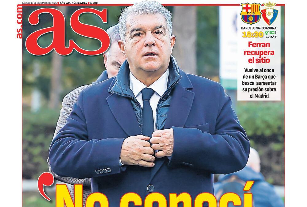 AS saca en primera plana las declaraciones de Laporta sobre Negreira