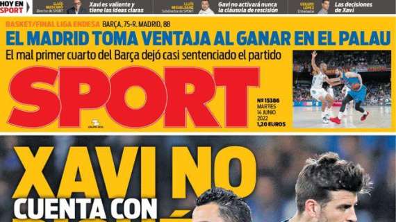 PORTADA | Sport: "Xavi no cuenta con Piqué"