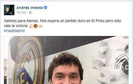 FOTO - Iniesta: "¡Hala Madrid!" ¿Se fue Iniesta con Sergio Llull y el Madrid de baloncesto? La imagen...
