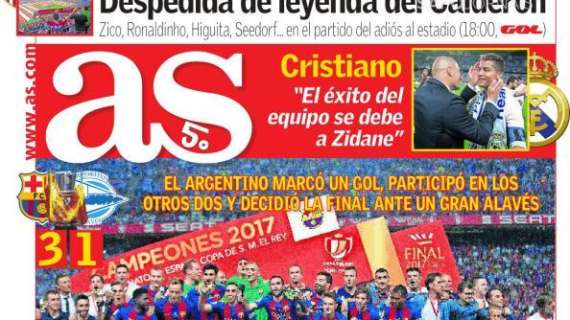 PORTADA - AS: "La copa de Leo Messi y del Barcelona"