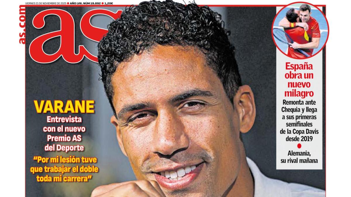 Varane, en la portada de AS: "Cuando el Madrid te llama, todo se para"