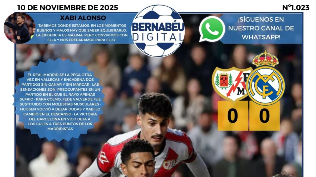 El empate del Real Madrid en Vallecas, en la portada BD