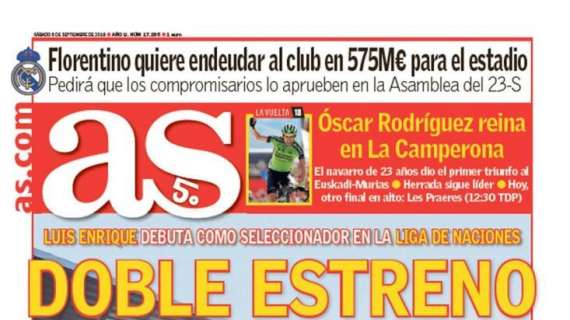 PORTADA - As: "Florentino quiere endeudar al Madrid en 575 millones para el estadio"