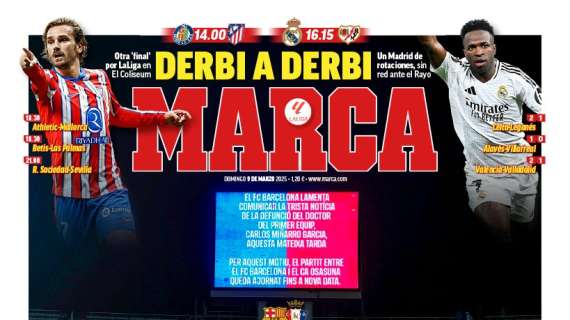 Marca abre con la previa del partido del Real Madrid: "Derbi a derbi": 