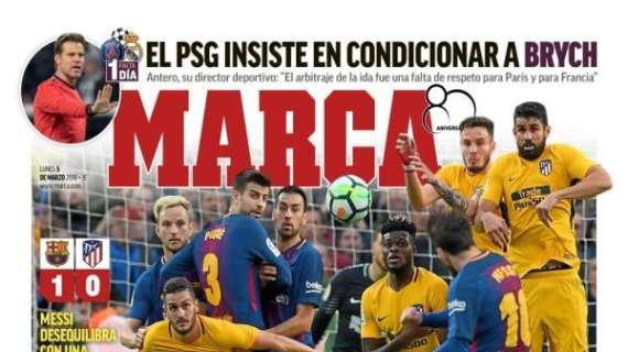 PORTADA - Marca advierte:  "El PSG insiste en condicionar al colegiado"