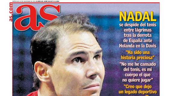 El mensaje del diario AS a Rafa Nadal en su portada: "Fue un honor"