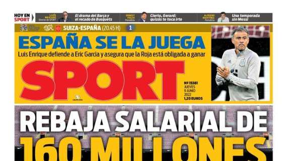 PORTADA | Sport: "Rebaja salarial de 160 millones"