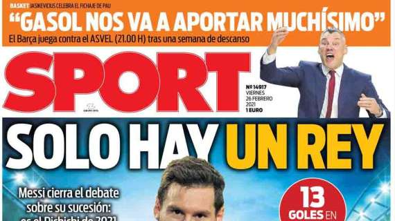 PORTADA - Sport: "Solo hay un rey"