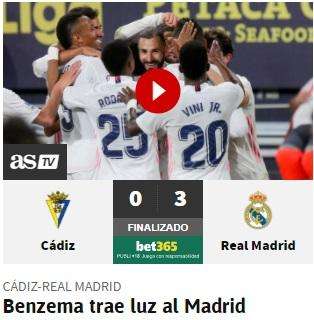 AS: "Benzema trae luz al Madrid"