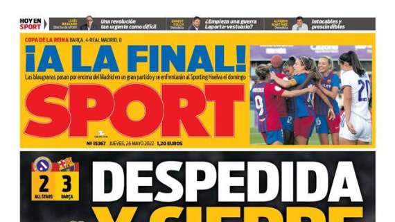 PORTADA | Sport, con la victoria del Barça en su amistoso en Australia: "Despedida y cierre"