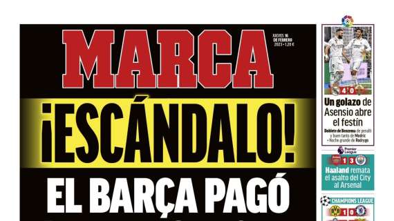 PORTADA | Marca: "El Barça pagó 1,4 millones al vicepresidente de los árbitros"