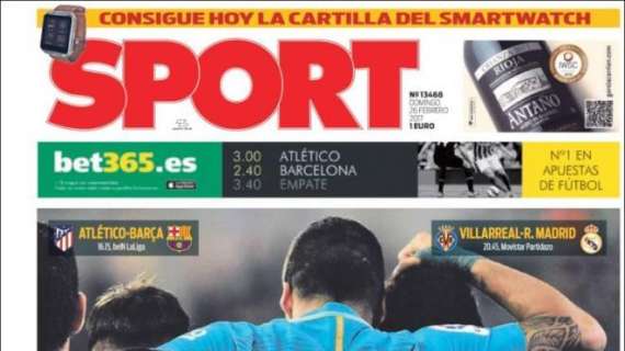 PORTADA - Sport: "Un Madrid tocado recurre a la BBC"