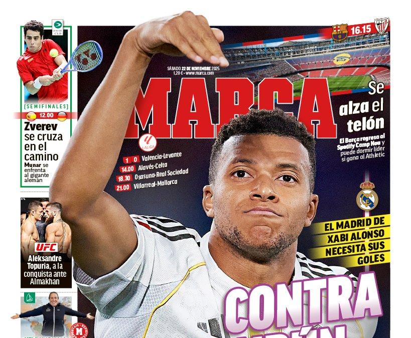 "Contra el runrún... Mbappé", destaca el Marca en su portada